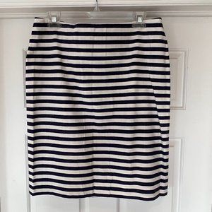 J Crew, navy and white stripe skirt